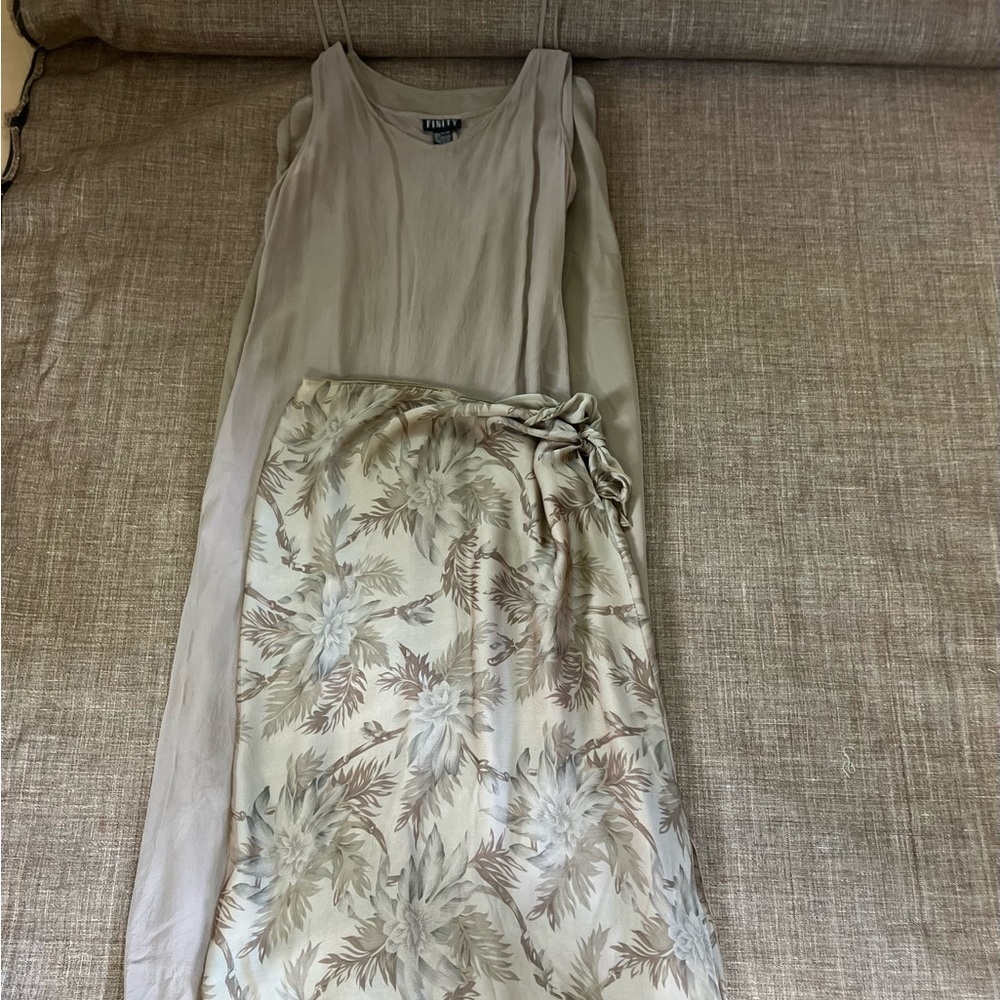 Donna Collection 100% silk lined tie skirt over silk dress.